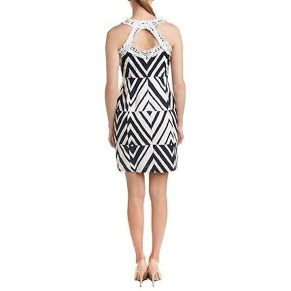 Taylor Dresses Women's Diamond Print Cotton Jacquard Keyhole Back‎ Halte - Picture 2 of 7